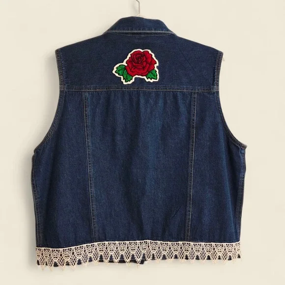 Vintage Cassee's Blue Denim Vest Button Up Trucker Women's Size L - Picture 2 of 6